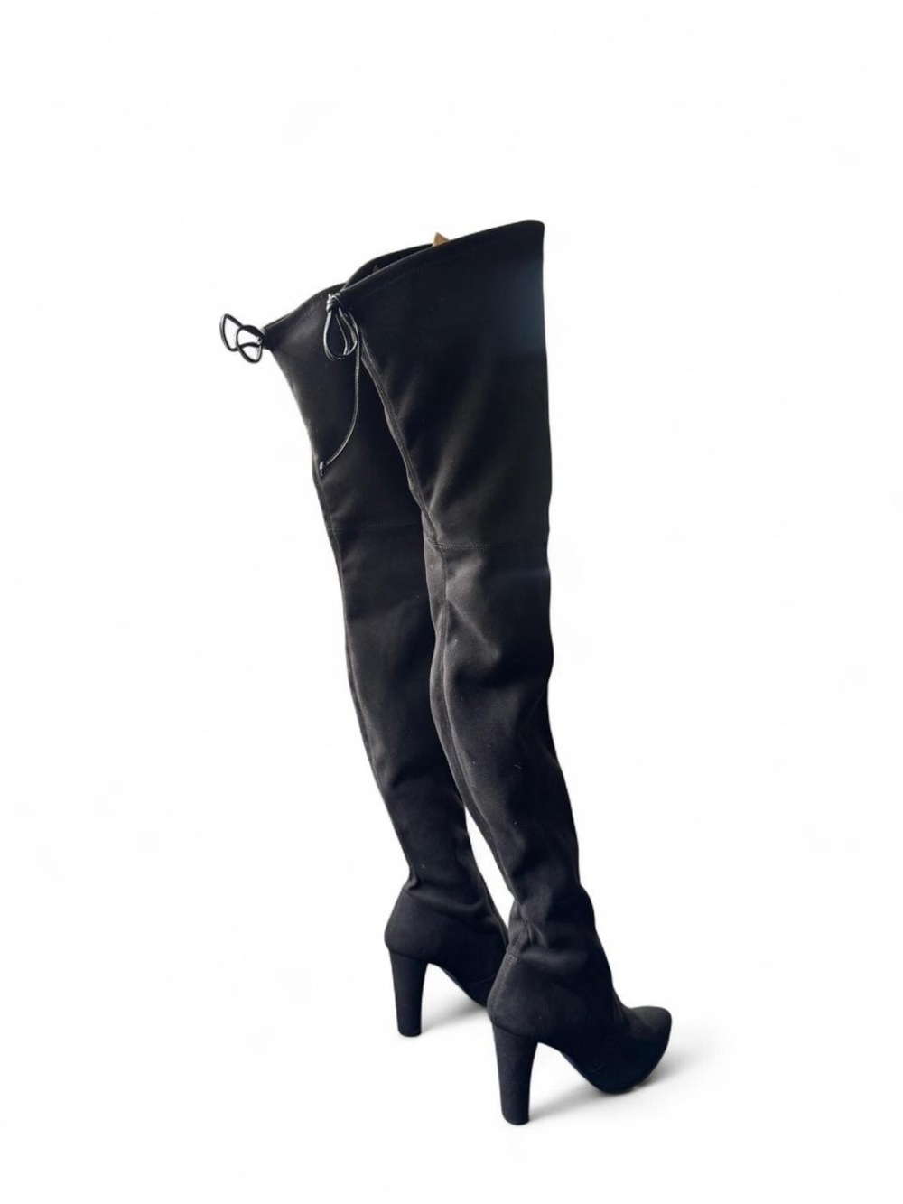 Stuart Weitzman Black Thighland Over-the-Knee Suede Heeled Boots